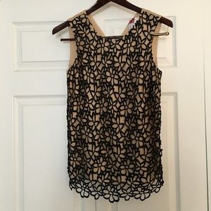 Black over nude lace overlay tank