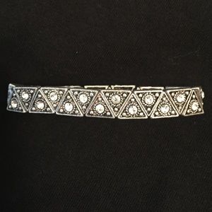 Silver and crystal triangle bracelet