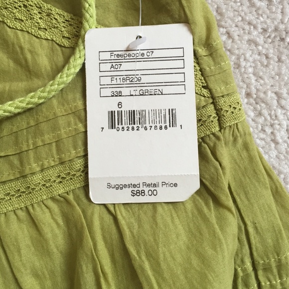 Nwt Free people green cotton skirt drawstring 6 - Picture 2 of 4