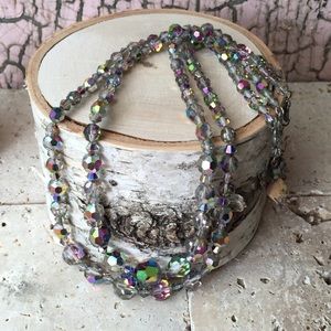 1950's Grey Aurora Borealis Crystal Necklace