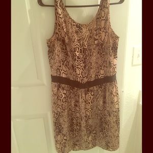 Silk and leather pink snake print dress