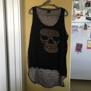 Flowy cheetah print skull top
