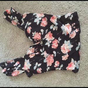 Floral pins and needles crop top