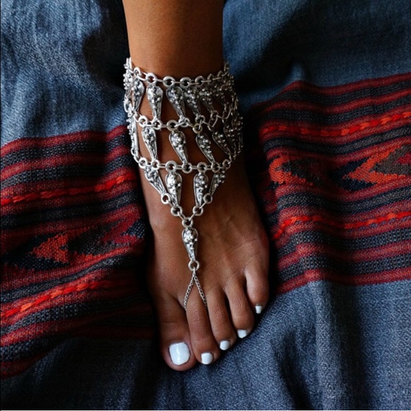 Set of 2 Silver Plated Bohemian Anklet