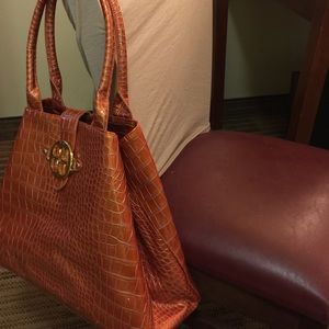Iman - Orange Croc-Embossed Tote