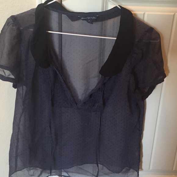 See through blue and polka dot blouse - Picture 1 of 2