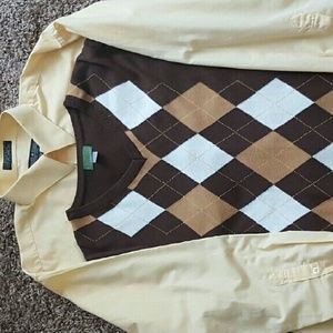 Mens dress shirt with argyle vest