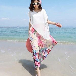 Bundle: Korean style floral beach maxi with scarf