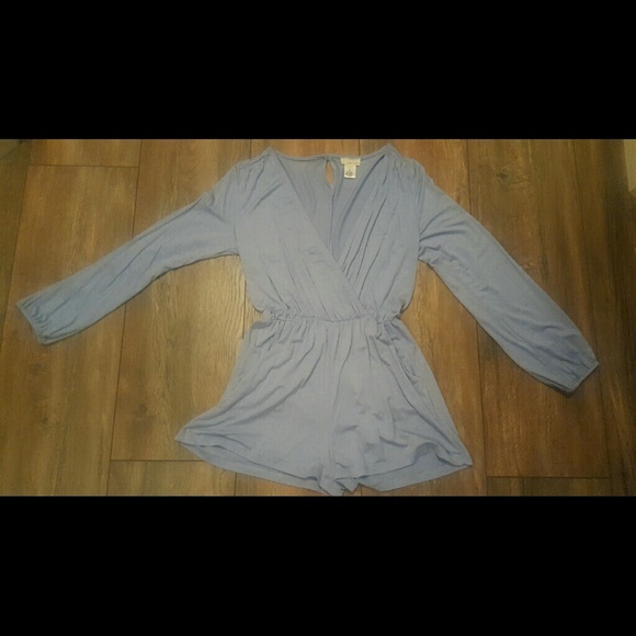 Baby Blue Long Sleeve Romper