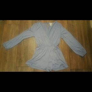 Baby Blue Long Sleeve Romper