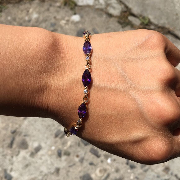 18k Gold Fill Purple Crystal Tennis Bracelet