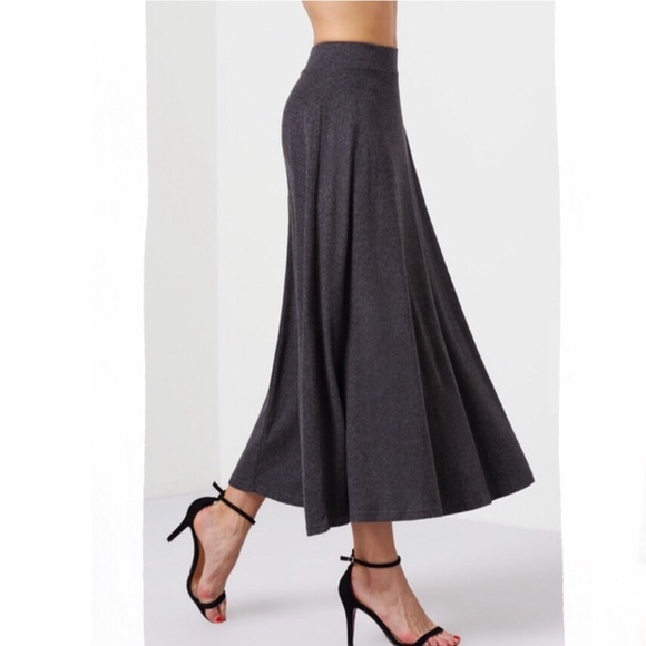 GREY HIGH WAISTED A LINE SKIRT