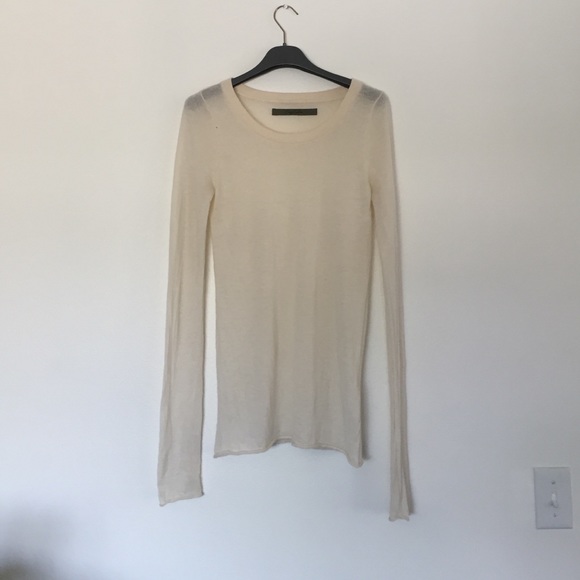 Enza Costa cream cashmere sweater. Runs small