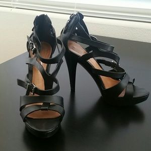 Strappy black Aldo heels,  size 6