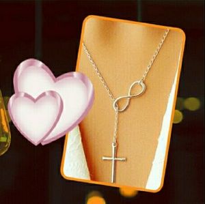 Silver Tone Infinity Cross Necklace