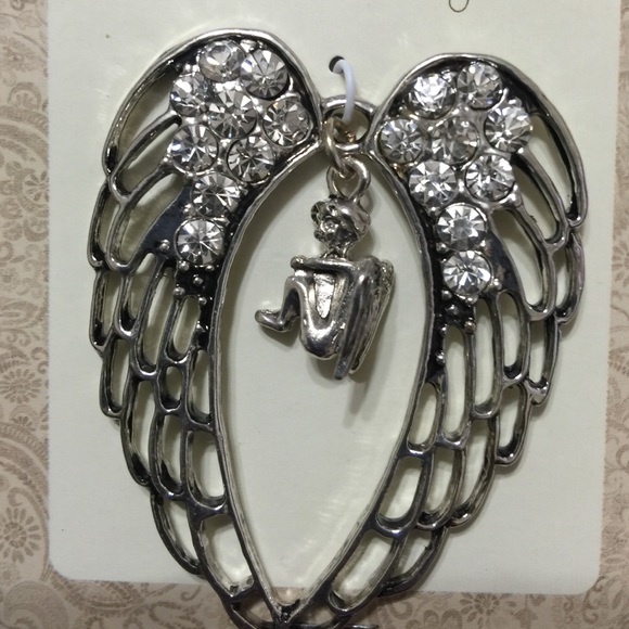 Two Silver Angel wing Crystal Pendants [JW-89] - Picture 4 of 4