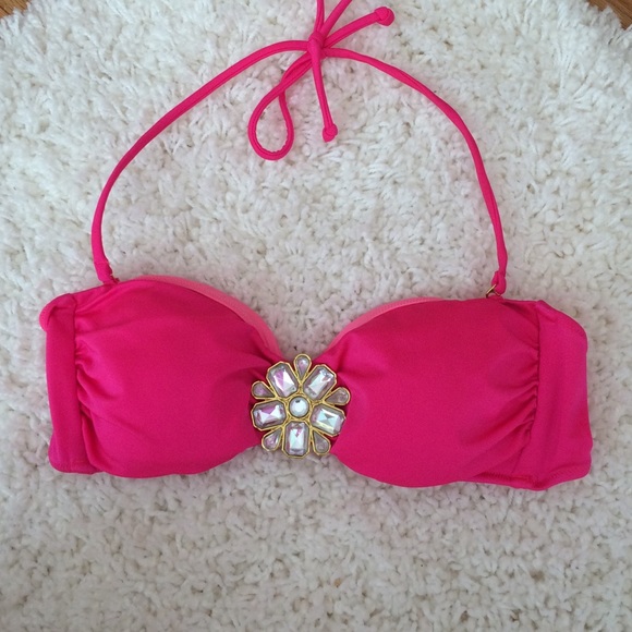 Victoria's Secret Hot Pink Jewel Bandeau Top