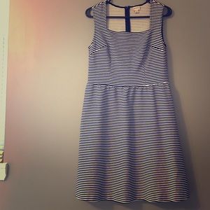 Navy striped fit & flare dress