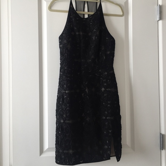 BCBG MAXAZRIA Black Tenya Lace Detail Dress - EUC