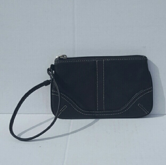 Black leather Coach wristlet