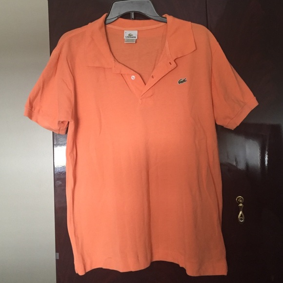 Men's Orange Lacoste Short Sleeve Polo Shirt Sz3/S