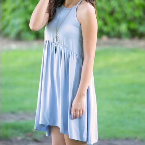 High neck asymmetrical dress