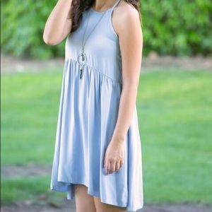 High neck asymmetrical dress