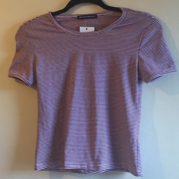 Brandy Melville Tops - Maroon and white striped Brandy Melville top