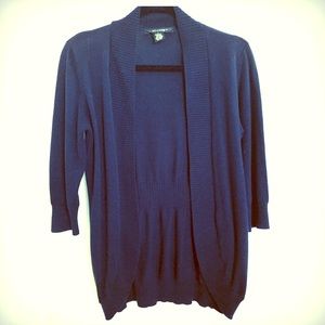 Navy Cardigan with Ruched Waist