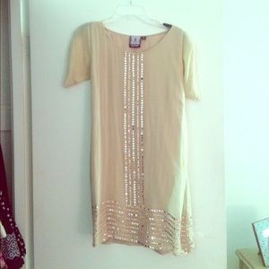 Metallic & gold mirrored dress by Anthropologie