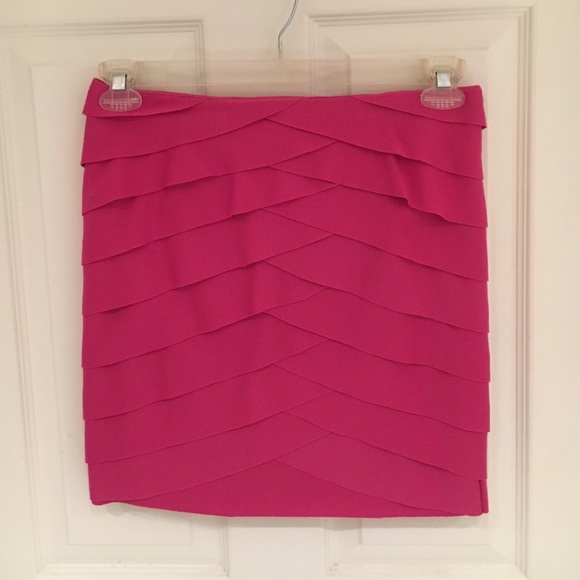 Rampage Bright Pink Tiered Mini-Skirt