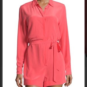 Worn once  Equipment Pink Long Sleeve Romper