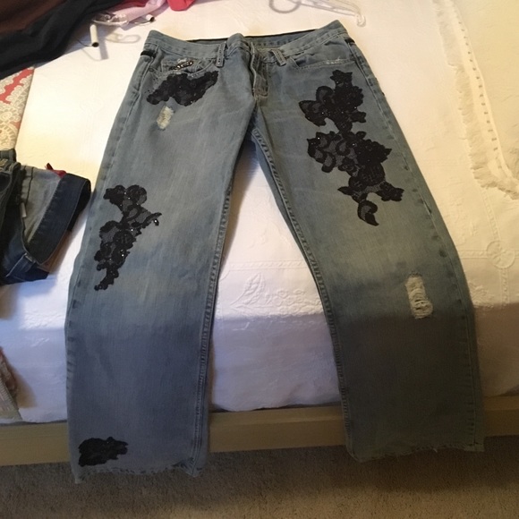Super cool black lace jeans