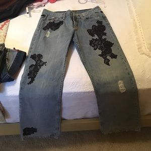 Super cool black lace jeans