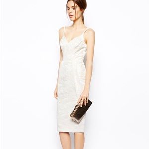 jacquard dress in cream with iridescent thread