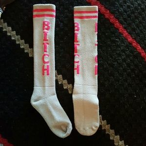 Gray and Hot Pink Long Socks
