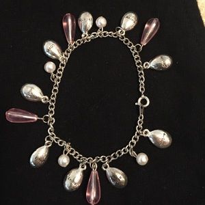 Pink, pearl & silver clasp bracelet