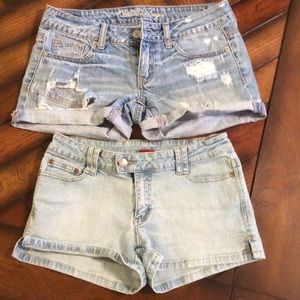 2 pair denim shorts size 2 and 3 priced to sell!