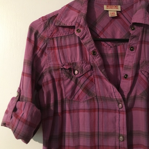 Mossimo XS Purple Plaid snap down shirt