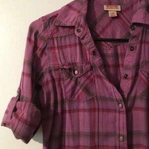 Mossimo XS Purple Plaid snap down shirt