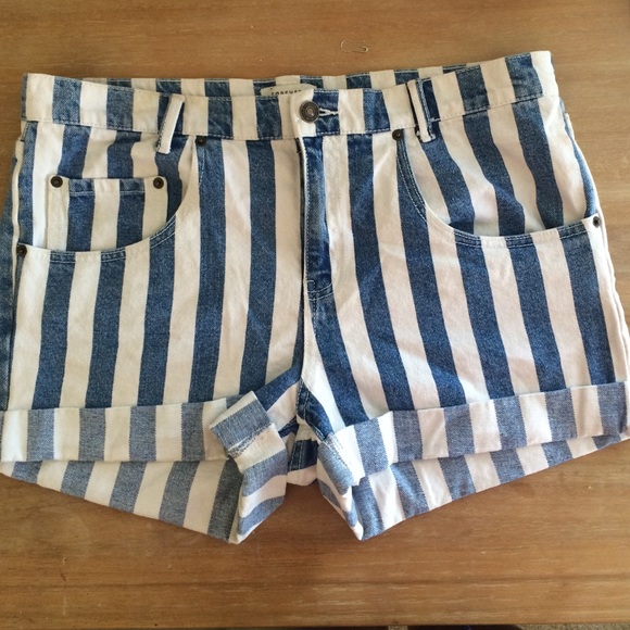 Striped Denim Shorts