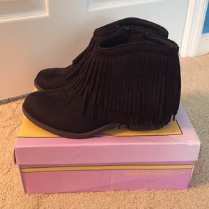 Black Fringe Ankle Boot