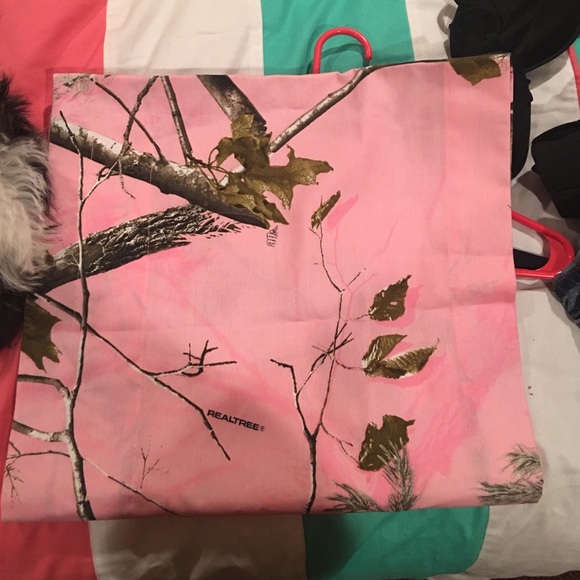 Pink camo curtain valance