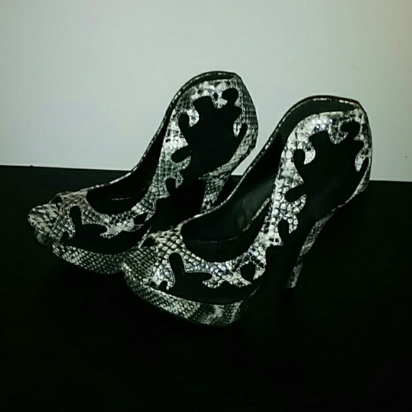 Snake print stilettos