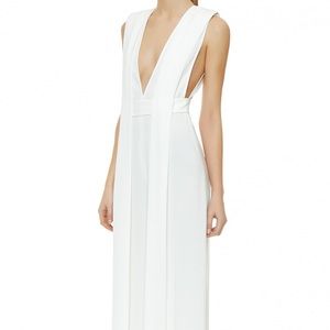 AQAQ Hidex Wide Leg Jumpsuit with Plunge - White