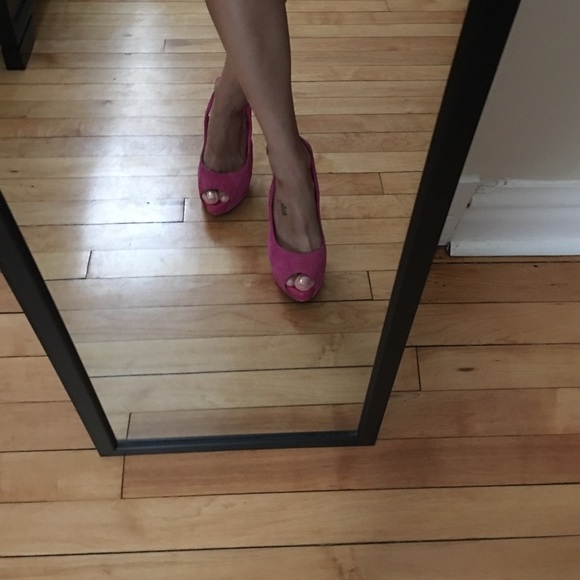 Hot pink suede