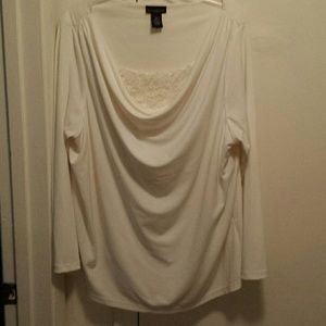 Ivory color blouse trim w/lace in front