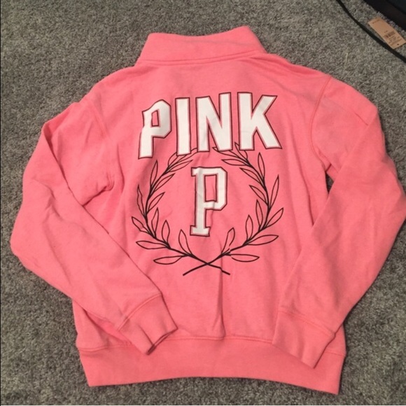 PINK coral quarter zip sweatshirt