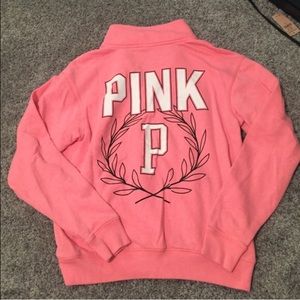 PINK coral quarter zip sweatshirt