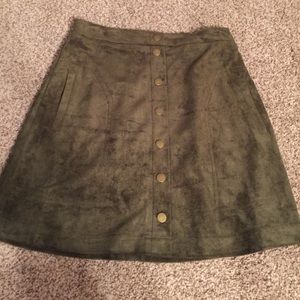 Suede Button Skirt